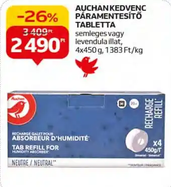 Auchan AUCHANKEDVENC PÁRAMENTESÍTŐ TABLETTA 4 x 450 g ajánlat