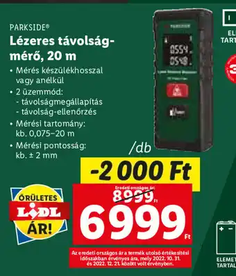 Lidl PARKSIDE Lézeres távolság-mérő, 20 m 1 db ajánlat