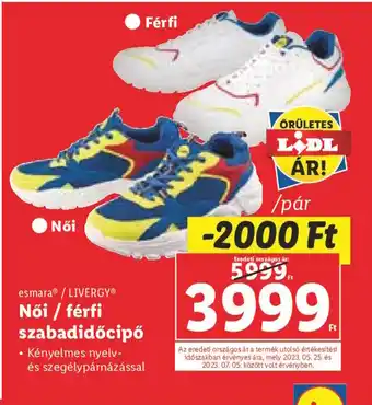 Lidl esmara LIVERGY® Női férfi szabadidőcipő ajánlat
