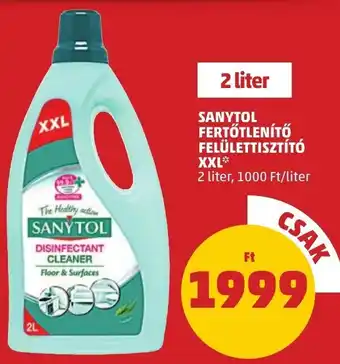 PENNY SANYTOL FERTŐTLENÍTŐ FELÜLETTISZTÍTÓ XXL 2 l ajánlat