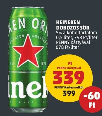 PENNY HEINEKEN DOBOZOS SÖR 0,5 l ajánlat