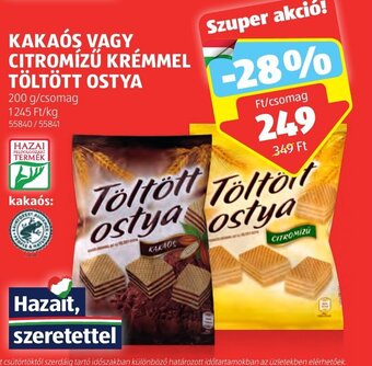 ALDI KAKAÓS VAGY CITROMÍZŰ KRÉMMEL TÖLTÖTT OSTYA 200 g ajánlat