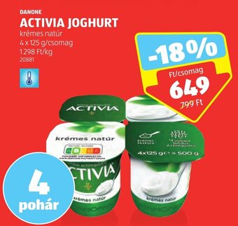 ALDI DANONE ACTIVIA JOGHURT 4 x 125 g ajánlat