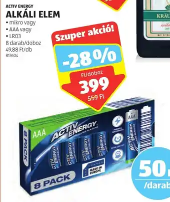 ACTIV ENERGY ALKÁLI ELEM 8 db