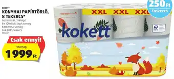 ALDI KOKETT KONYHAI PAPÍRTÖRLŐ 8 tekercs ajánlat