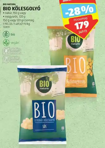 ALDI BIO NATURA BIO KÖLESGOLYÓ 150 / 120 g ajánlat
