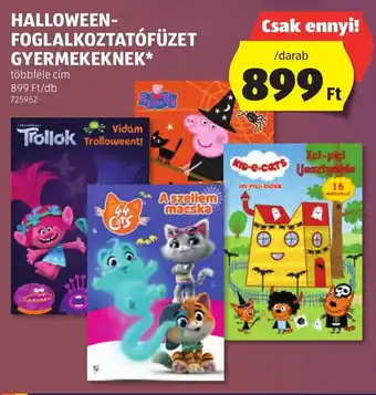 ALDI HALLOWEEN- FOGLALKOZTATÓFÜZET GYERMEKEKNEK 1 db ajánlat