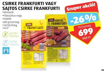 ALDI CSIRKE FRANKFURTI stb. 400 g ajánlat