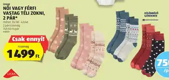 ALDI CRANE NŐI VAGY FÉRFI VASTAG TÉLI ZOKNI 2 pár ajánlat