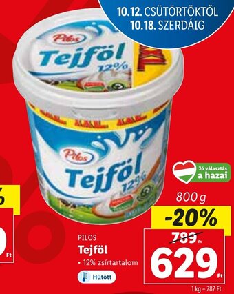 Lidl PILOS Tejföl 800 g ajánlat