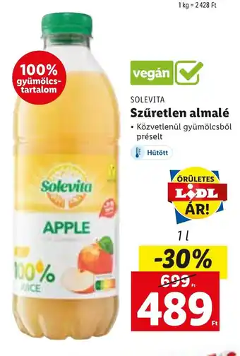 Lidl SOLEVITA Szűretlen almalé 1 l ajánlat