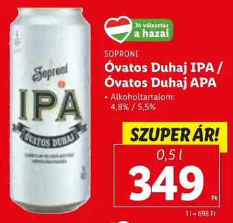 Lidl SOPRONI Óvatos Duhaj IPA / Óvatos Duhaj APA AI 0,5 l ajánlat