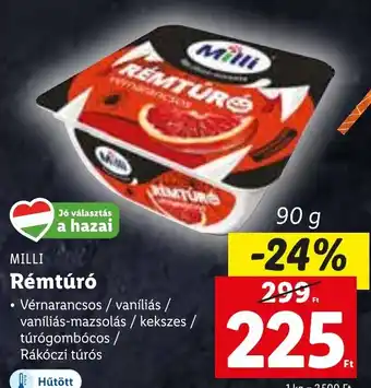 Lidl MILLI Rémtúró 90 g ajánlat
