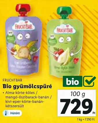 Lidl FRUCHTBAR Bio gyümölcspüré 100 g ajánlat