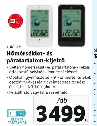 Lidl AURIOL Hőmérséklet- és páratartalom-kijelző 1 db ajánlat