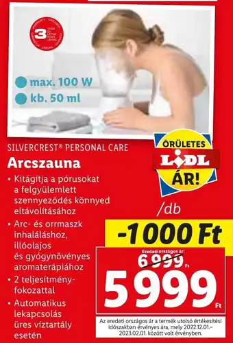 SILVERCREST PERSONAL CARE Arcszauna 1 db
