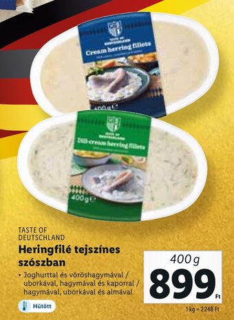 Lidl TASTE OF DEUTSCHLAND Heringfilé tejszínes szószban 400 g ajánlat