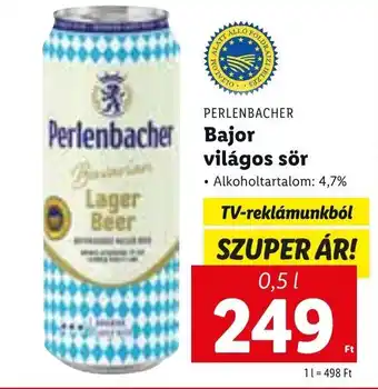 Lidl PERLENBACHER Bajor világos sör 0,5l ajánlat