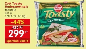 Spar Zott Toasty ömlesztett sajt 150g ajánlat