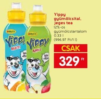 Spar Yippy gyümölcsital, jeges tea 0,33l ajánlat