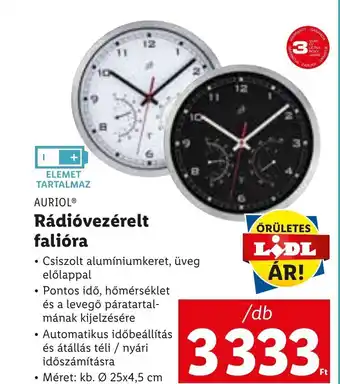 Lidl AURIOL Rádióvezérelt falióra ajánlat