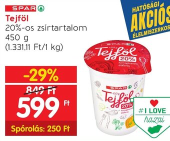 Spar SPAR Tejföl 450 g ajánlat