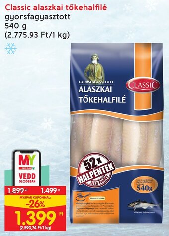 Spar Classic alaszkai tőkehalfilé 540 g ajánlat