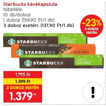 Spar Starbucks kávékapszula 10 db ajánlat