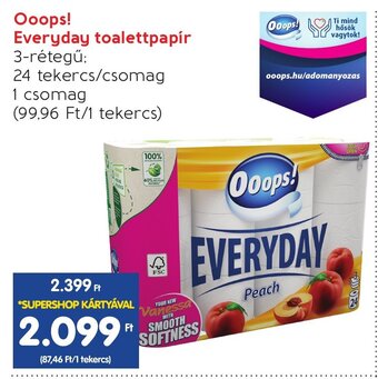 Spar Ooops! Everyday toalettpapír 24 tekercs ajánlat