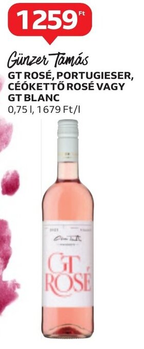 Auchan Günzer Tamás GT ROSÉ, PORTUGIESER stb. 0,75 l ajánlat