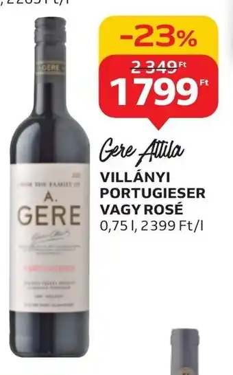 Gere Attila VILLÁNYI PORTUGIESER VAGY ROSÉ 0,75 l