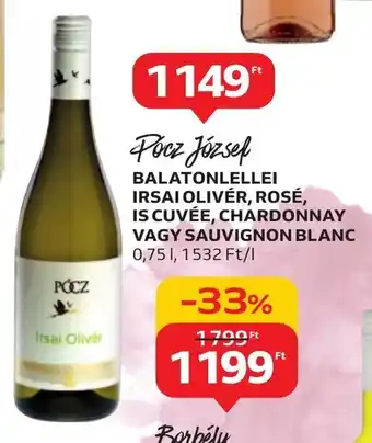 Auchan Pócz József BALATONLELLEI IRSAI OLIVÉR stb. 0,75 l ajánlat