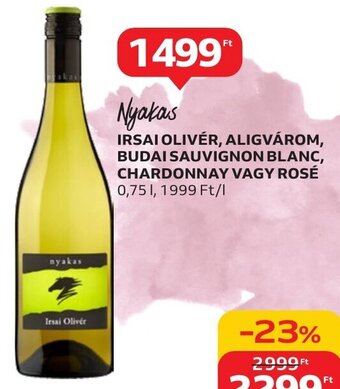 Auchan Nyakas IRSAI OLIVÉR, ALIGVÁROM stb. 0,75 l ajánlat