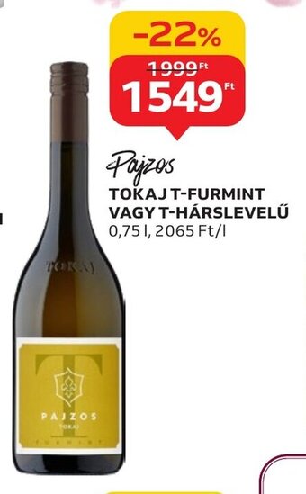 Auchan Pajzos TOKAJ T-FURMINT VAGY T-HÁRSLEVELŰ 0,75 l ajánlat