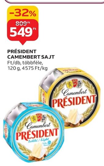 Auchan PRÉSIDENT CAMEMBERT SAJT 120 g ajánlat