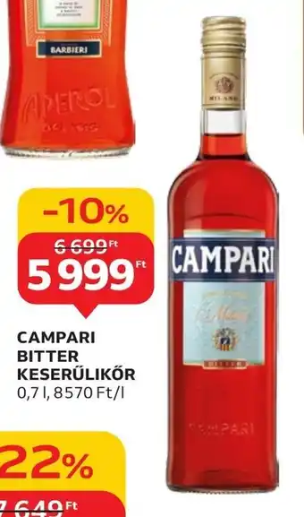 Auchan CAMPARI BITTER KESERŰLIKŐR 0,7 l ajánlat