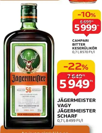 Auchan JÄGERMEISTER VAGY JÄGERMEISTER SCHARF 0,7 l ajánlat