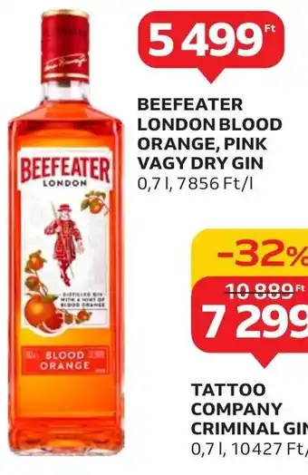 Auchan BEEFEATER LONDON BLOOD ORANGE, PINK stb. 0,7 l ajánlat