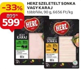 Auchan HERZ SZELETELT SONKA VAGY KARAJ, 90g ajánlat