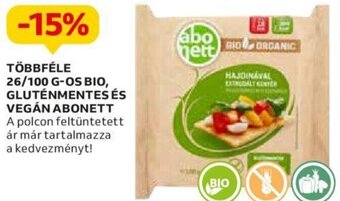Auchan TÖBBFÉLE 26/100 G-OS BIO, GLUTÉNMENTES ÉS VEGÁN ABONETT ajánlat