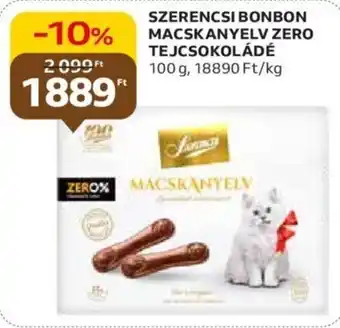 Auchan SZERENCSI BONBON MACSKANYELV ZERO TEJCSOKOLÁDÉ 100 g ajánlat