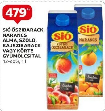 Auchan SIÓ ŐSZIBARACK, NARANCS ALMA, SZŐLŐ, KAJSZIBARACK VAGY KÖRTE GYÜMÖLCSITAL 1l ajánlat
