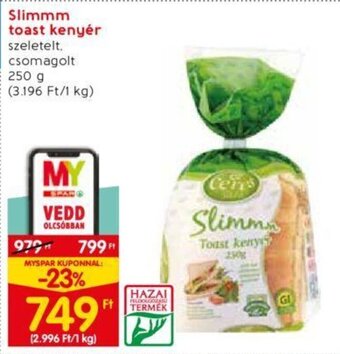 Spar Slimmm toast kenyér 250 g ajánlat