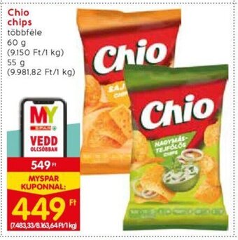 Spar Chio chips 60 / 55 g ajánlat