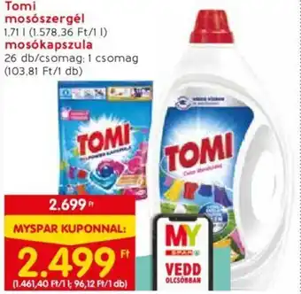 Spar Tomi mosószergél 1.7l mosókapszula 26db ajánlat