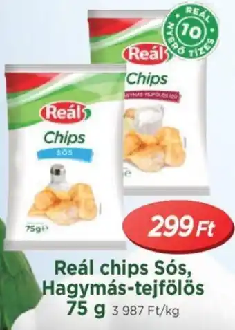Real Reál chips Sós, Hagymás-tejfölös 75 g ajánlat