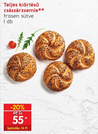 Spar Teljes kiőrlésű császárzsemle 1 db ajánlat
