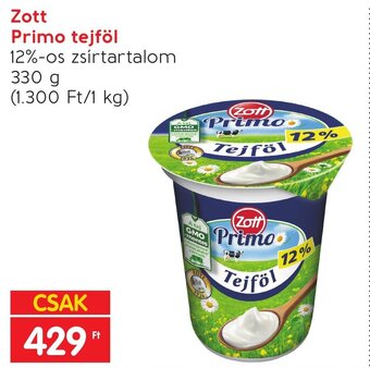 Spar Zott Primo tejföl 330 g ajánlat