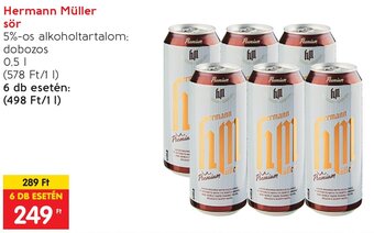 Spar Hermann Müller sör 0,5 l ajánlat