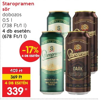 Spar Staropramen sör 0,5 l ajánlat